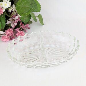 Vintage Indiana Glass Whitehall 10" Oval Two-Part Divided Vegetable Dish Retro